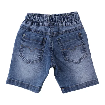 Bermuda Jeans Infantil Gijo Kids Lavagem Used Com Elástico Bermuda Jeans Infantil Gijo Kids Lavagem Used Com Elástico